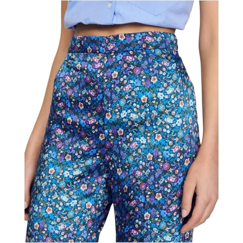 Sandro Donelo Satin Floral Print Flare Pants Size FR 38/ Medium - Picture 2 of 10